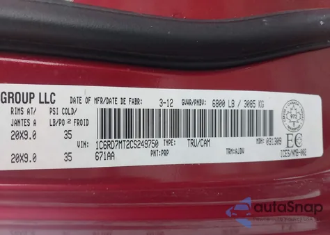 2012 Ram 1500 Sport z USA, uszkodzony, nr VIN 1C6RD7MT2CS249750